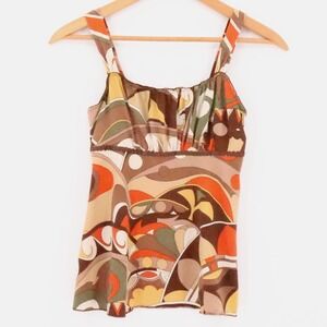 Vintage Y2K‎ Iz Byer Babydoll Cami Top Psychedelic Mod Groovy USA Retro  Size L